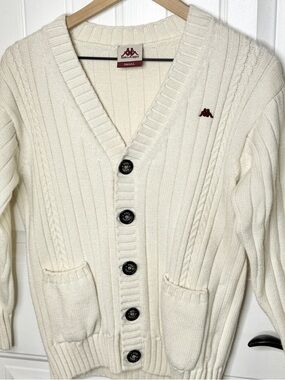 Robe di Kappa Cardigan Made in Italy Wool Blend Cream Knit Sweater Small